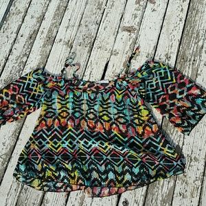 Sheer off the shoulder sleeves blouse